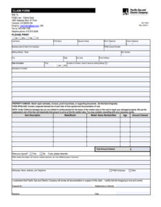 Pacific Gas & Electric Company Claim Form