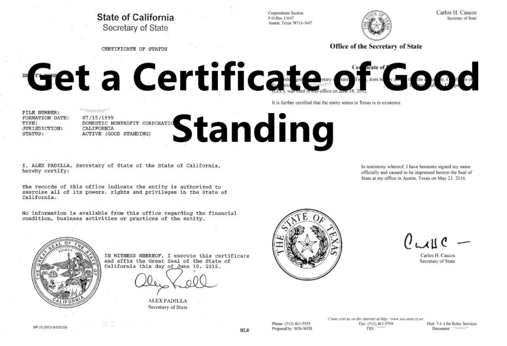 get a certificate of good standing Sacramento Process Servers